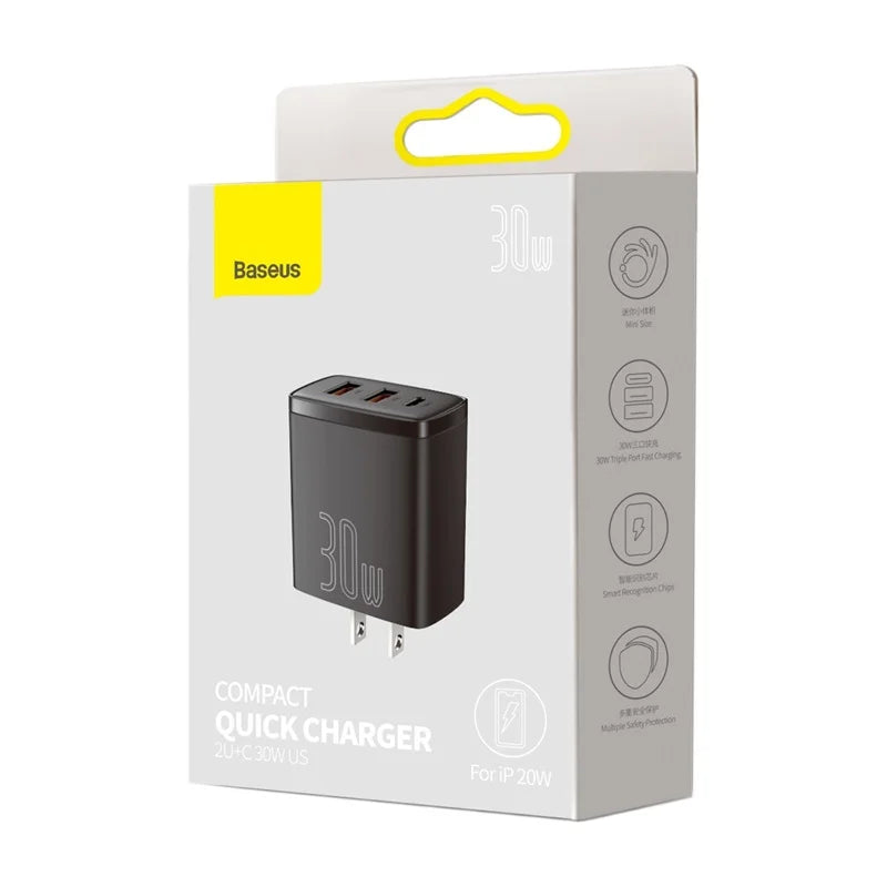 Baseus Compact 30W Quick Charger 2U+C CN