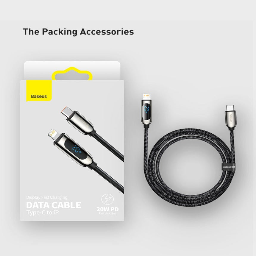 Baseus Digital Display Type-C To iPhone 20W Fast Charging Data Cable