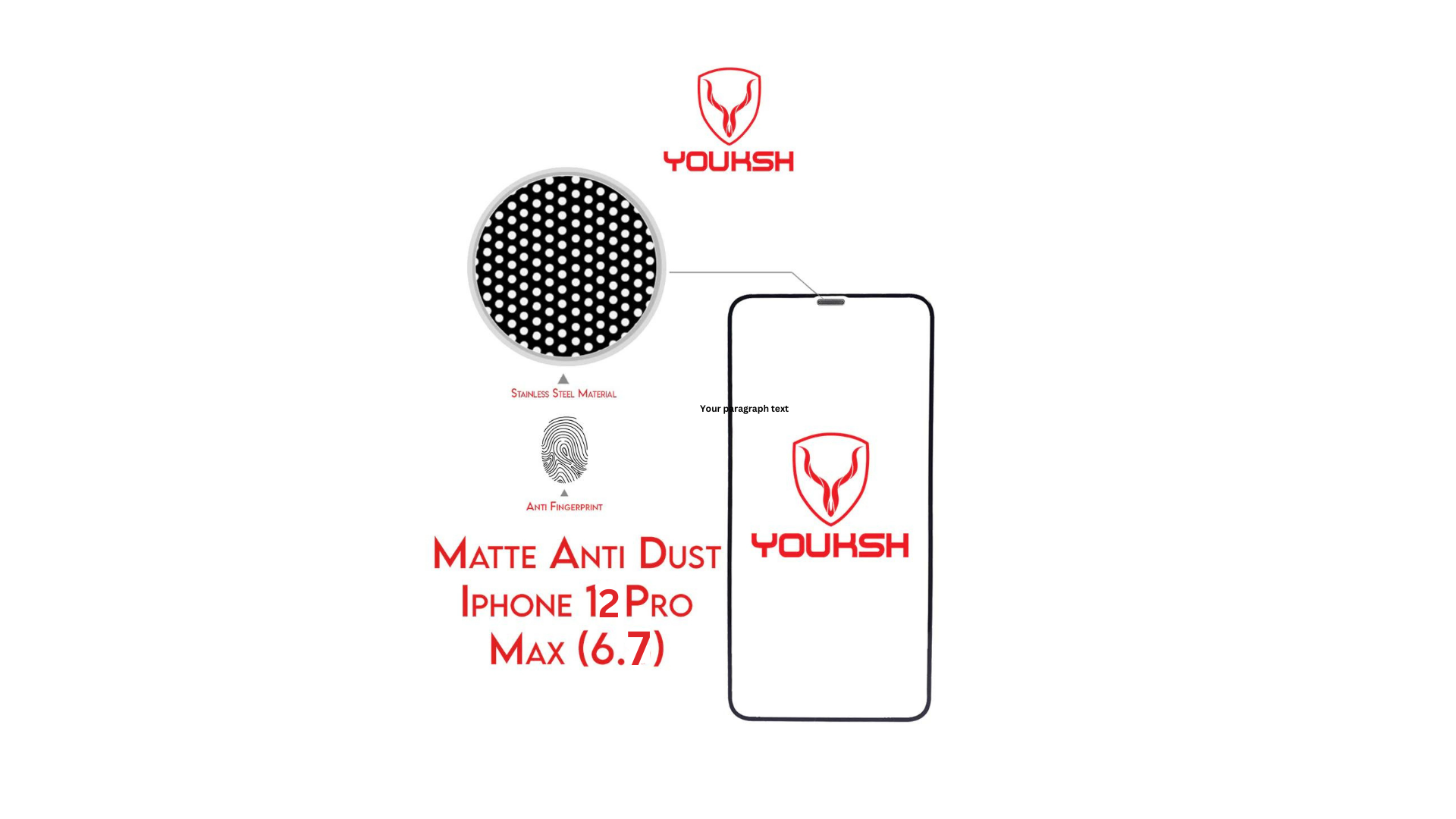 YOUKSH Apple iPhone 12 Pro Max Anti Static Glass Protector With YOUKSH Installation Kit