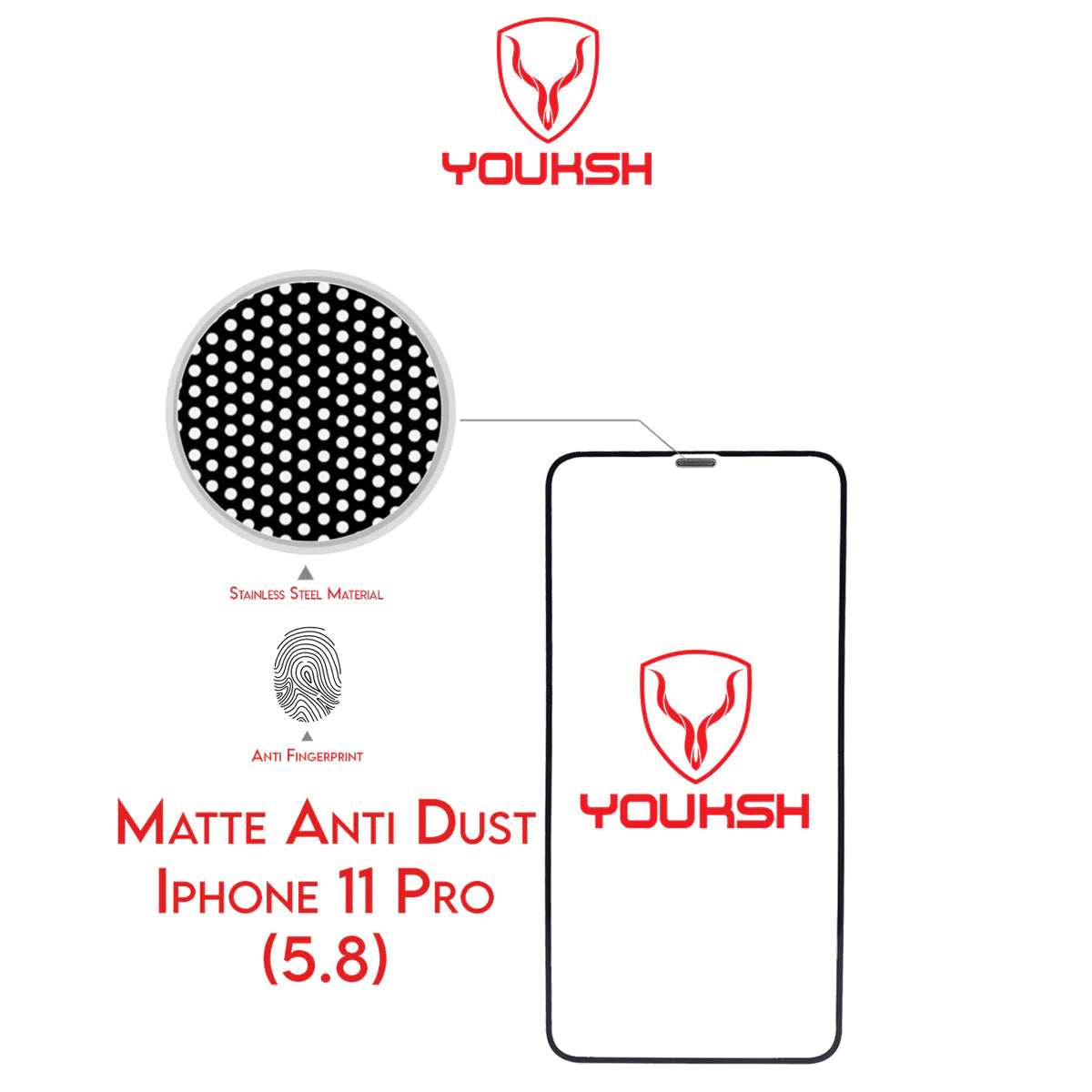 YOUKSH Apple iPhone 11 Pro Anti Static Glass Protector With YOUKSH Installation Kit