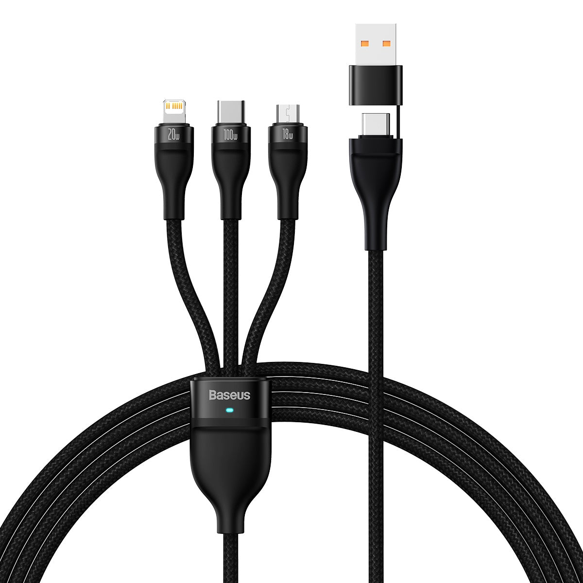 Baseus Flash Series II 3 in 1 100W Charging Cable U+C to M+L+C