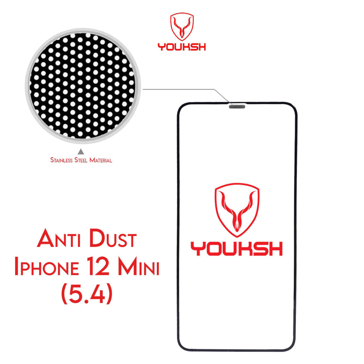 YOUKSH Apple iPhone 12 Mini Anti Static Glass Protector With YOUKSH Installation Kit