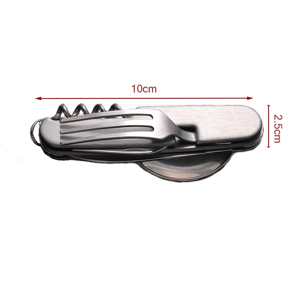 Stainless Steel Multi-Functional Table Spoon and Knife Outdoor Camping Folding