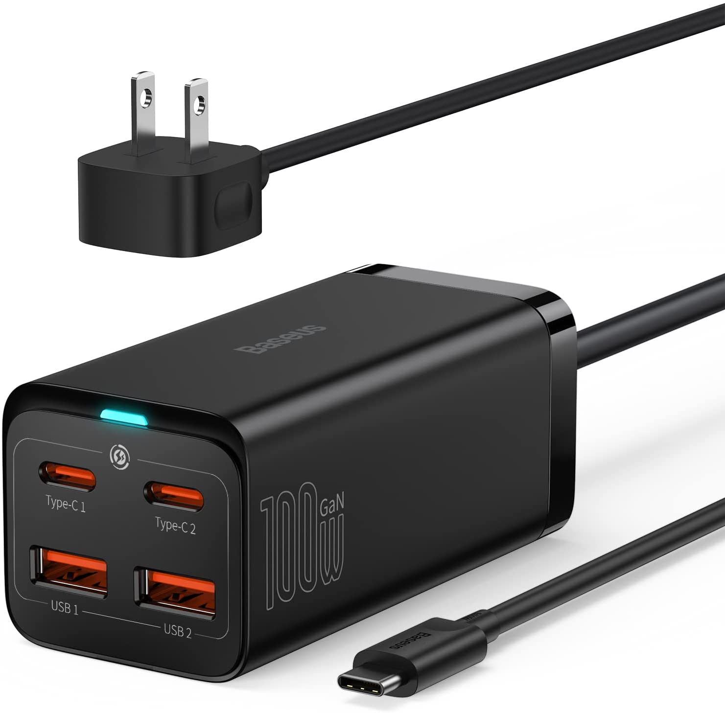 Baseus GaN3 Pro 100W Desktop Fast Charger Dual USB+Dual Type-C