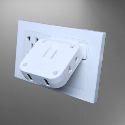 4 in 1 Extension and Charger 180 degree with 2 USB ports