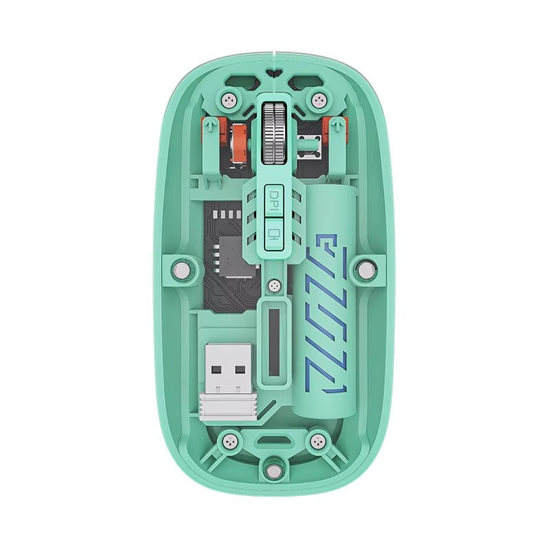 Transparent Wireless Mouse Dual Mode 2.4G + BT Rechargeable Noiseless Cordless