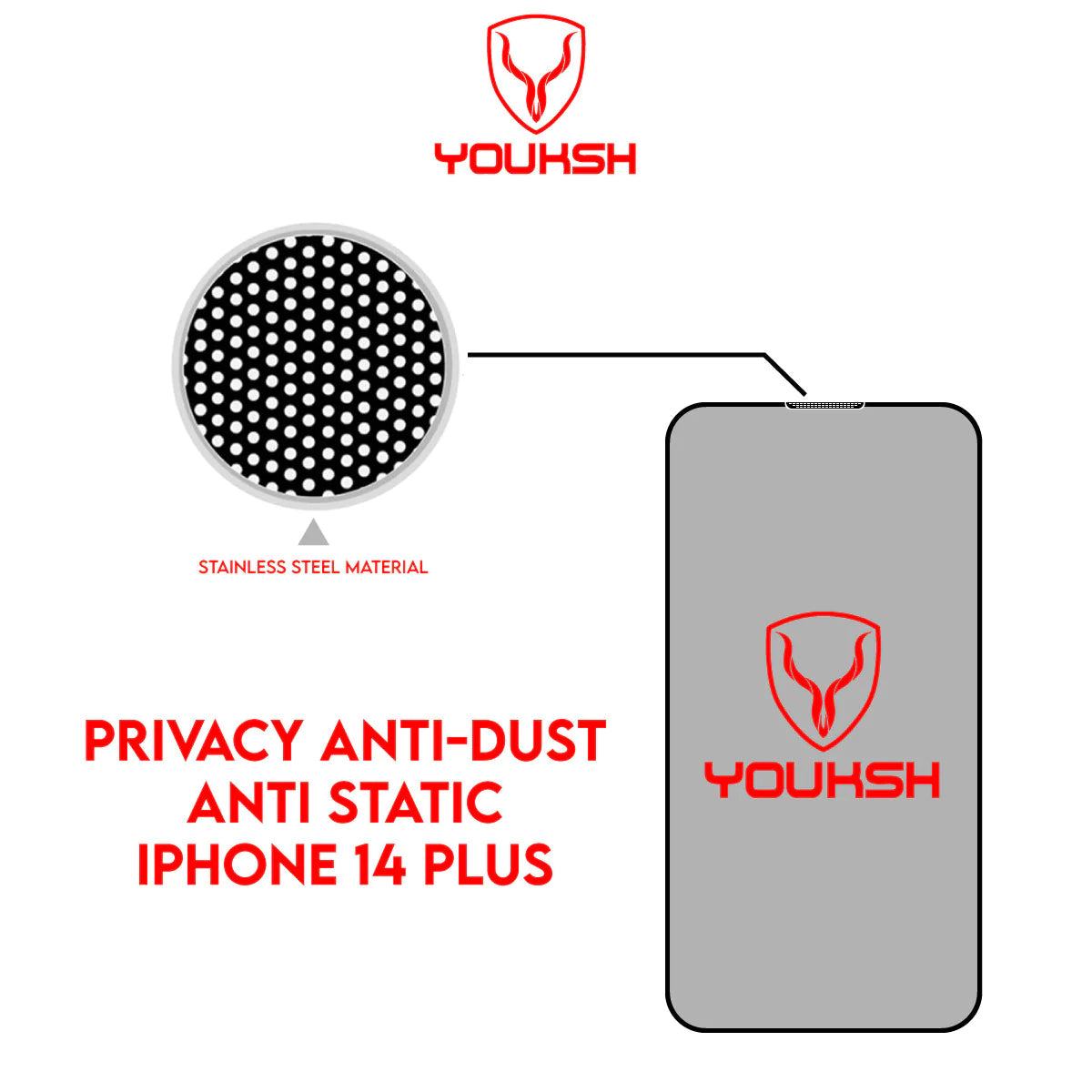 YOUKSH Apple iPhone 14 Plus Anti Static Glass Protector With YOUKSH Installation Kit
