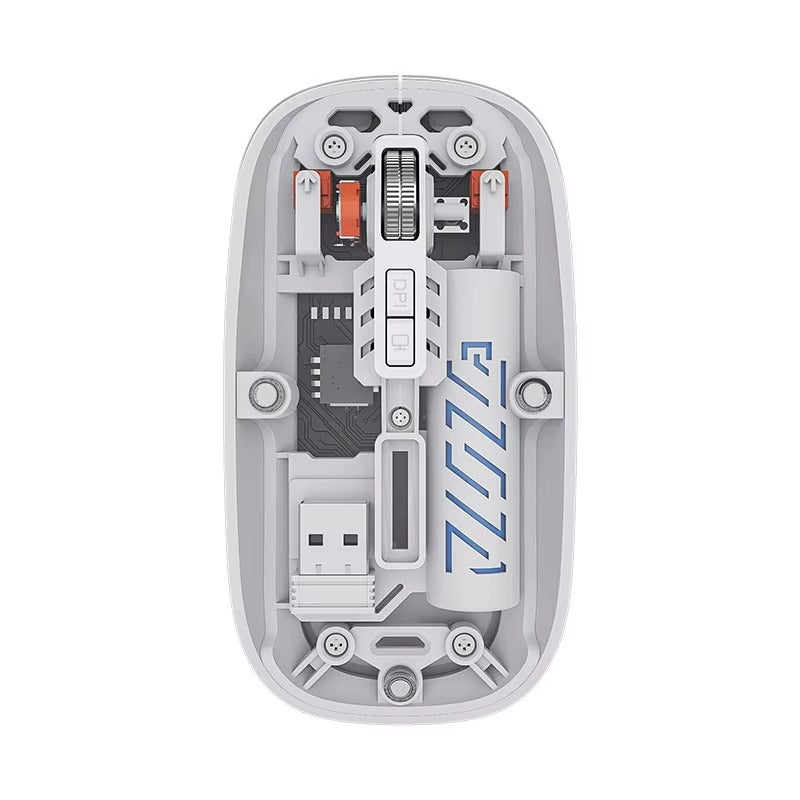 Transparent Wireless Mouse Dual Mode 2.4G + BT Rechargeable Noiseless Cordless