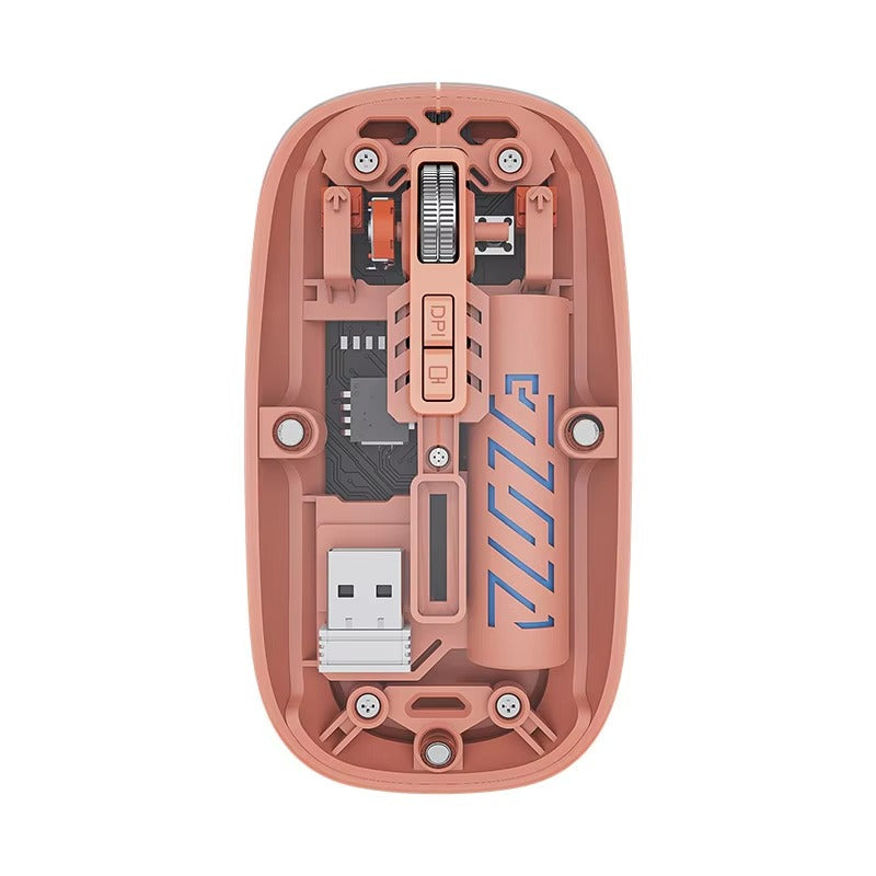 Transparent Wireless Mouse Dual Mode 2.4G + BT Rechargeable Noiseless Cordless