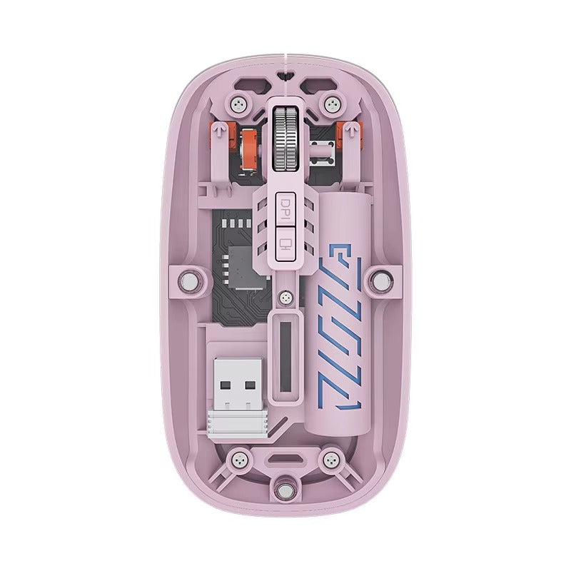Transparent Wireless Mouse Dual Mode 2.4G + BT Rechargeable Noiseless Cordless