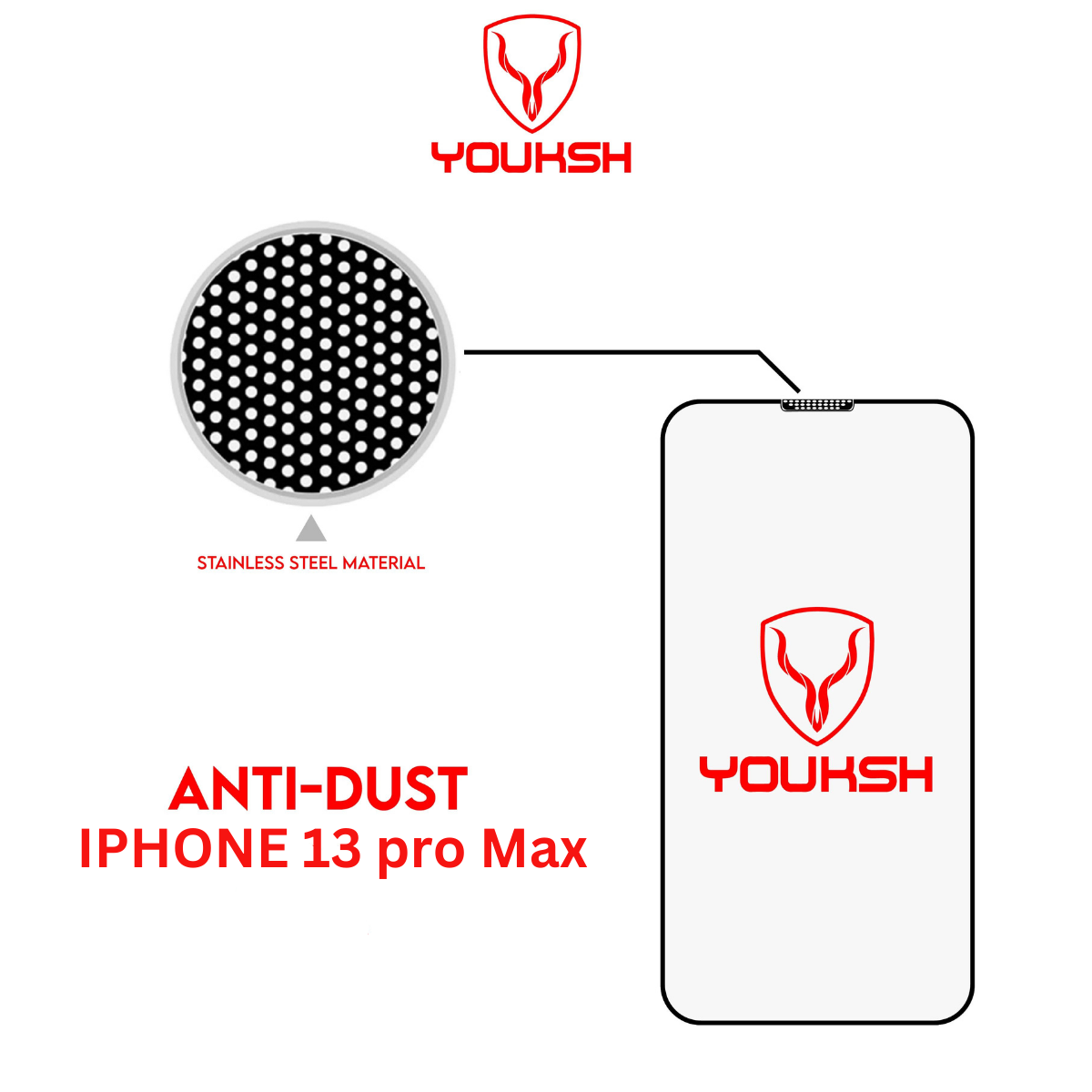 YOUKSH Apple iPhone 13 Pro Max Anti Static Glass Protector With YOUKSH Installation Kit