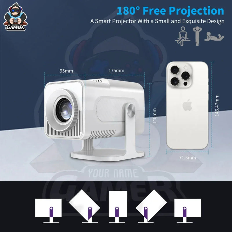 Android Projector + Built-in Gaming Console | 2 Wireless Controllers + Voice Remote | HCS350 MAX