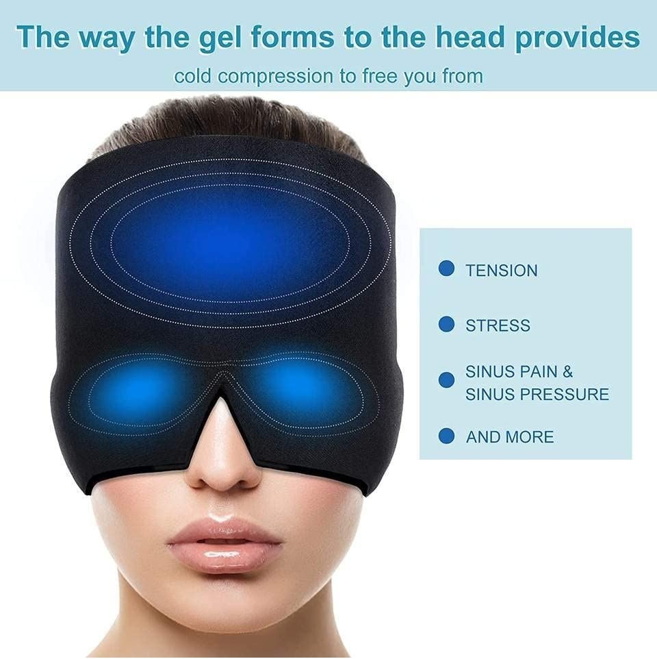 Migraine Relief Reusable Ice Gel Cap for Sinus Pressure, Tension, Headache & Stress, Swollen Eyes