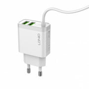 LDNIO A321 3.1A DUAL USB PORTS FAST CHARGE + MICRO USB CABLE  MOBILE CHARGER