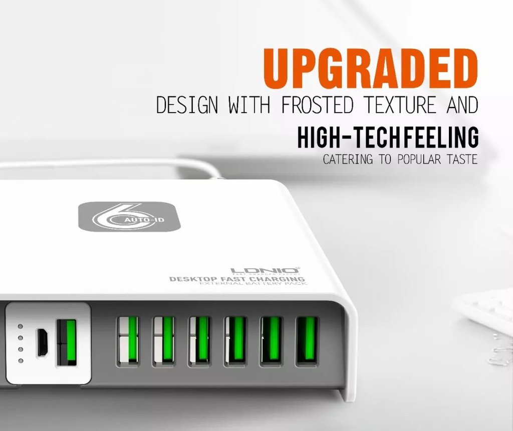 LDNIO Magical Box 6USB Port USB Charger with Mobile Power 2600 mAh (6 USB Adapter + Powerbank 2600 mAh) - Saamaan.Pk