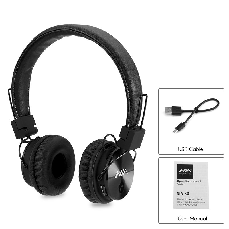 NIA X3 Bluetooth Wireless Headphones with Mic Support TF Card FM Radio - Saamaan.Pk