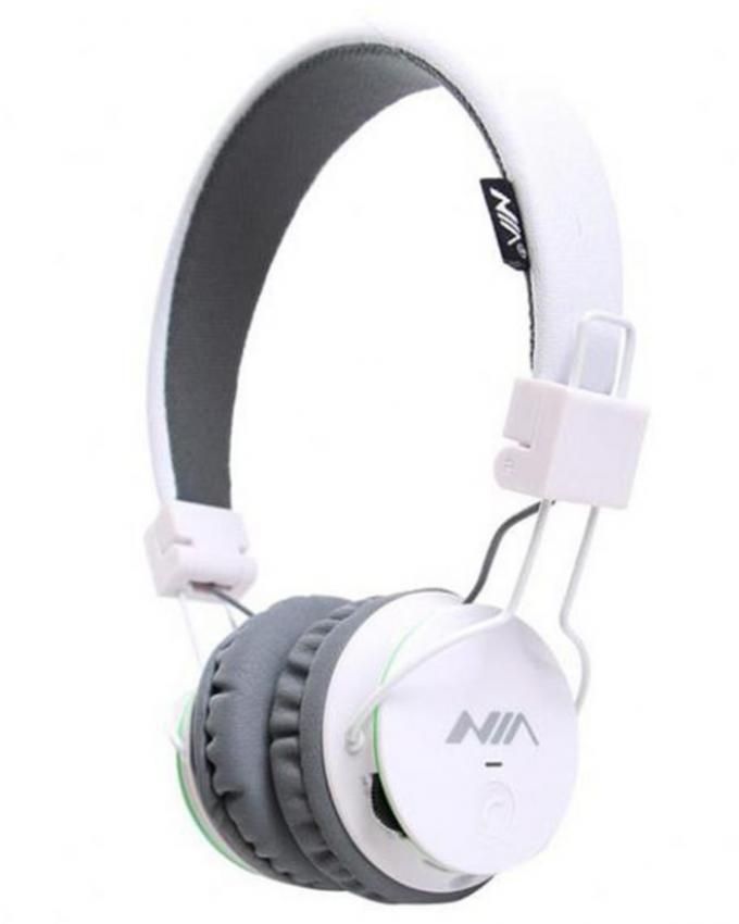 NIA X2 Bluetooth Wireless Headphone Grey & Withe - Saamaan.Pk