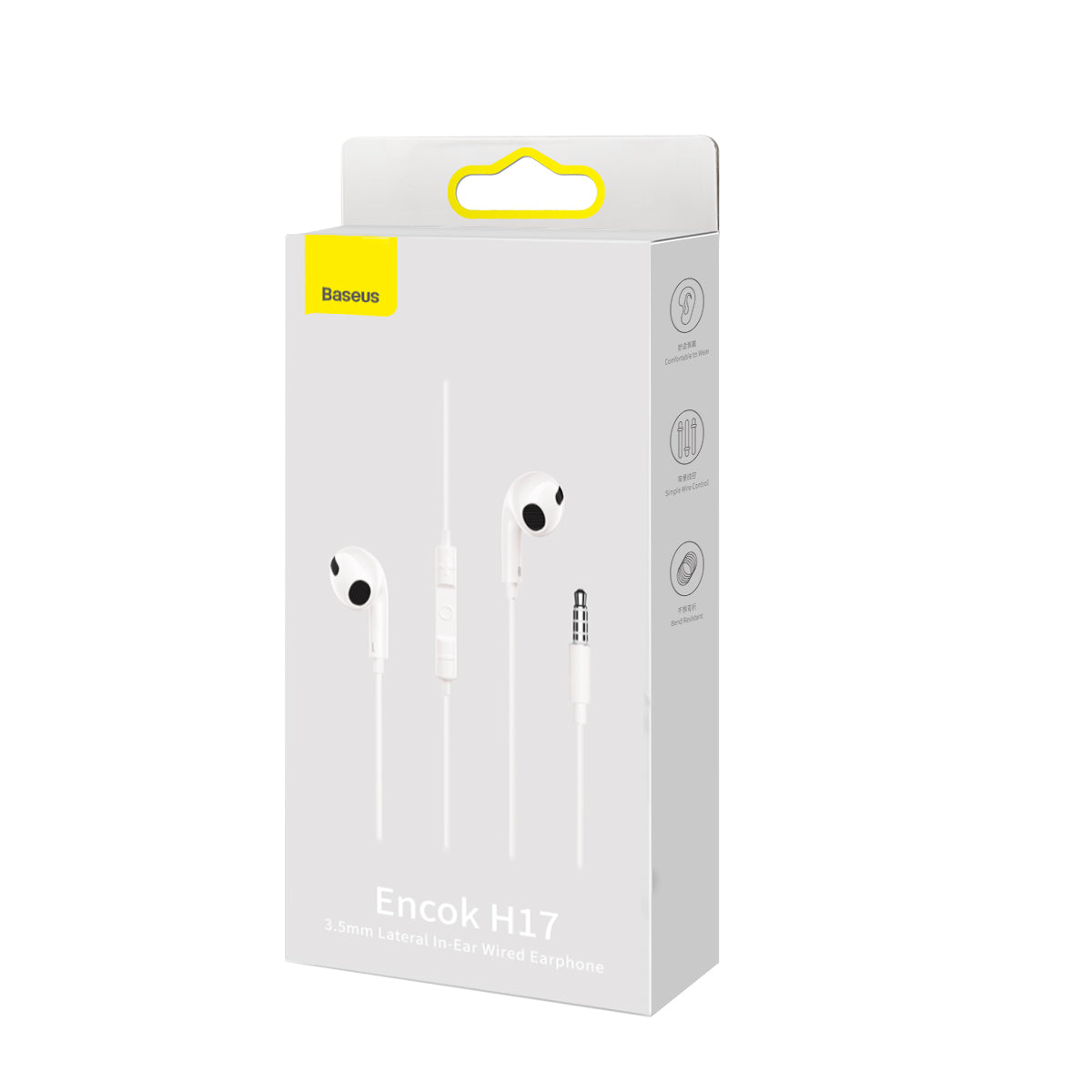 Baseus Encok H17 3.5mm lateral in-Ear Wired Earphone White
