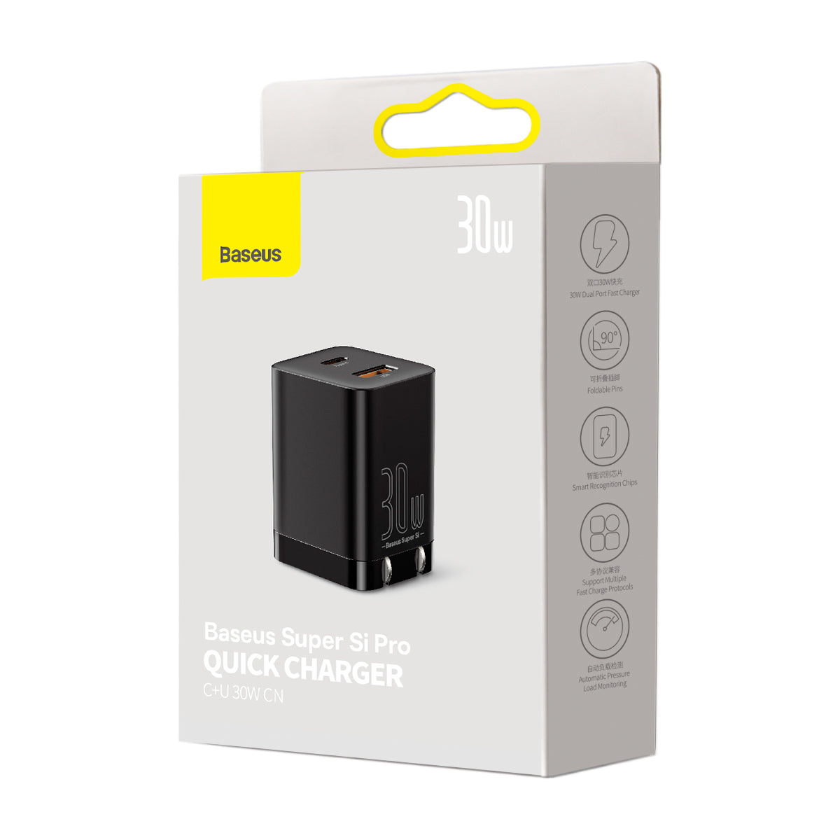 Baseus Super Si Pro Quick Charger Type C + USB 30W CN Black