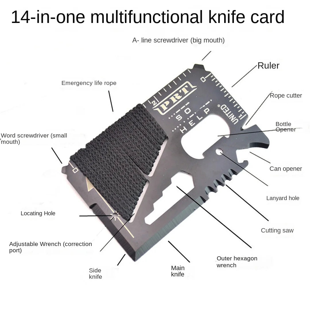 14 in 1 Stainless Steel Multi-Function Tool Card