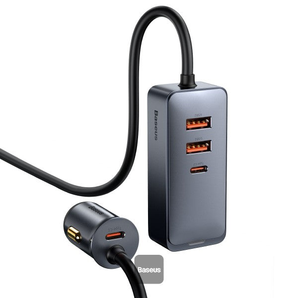 Baseus Share Together PPS Multi-Port 120W 2U+2C Fast Charging Car Charger With Extension Cord