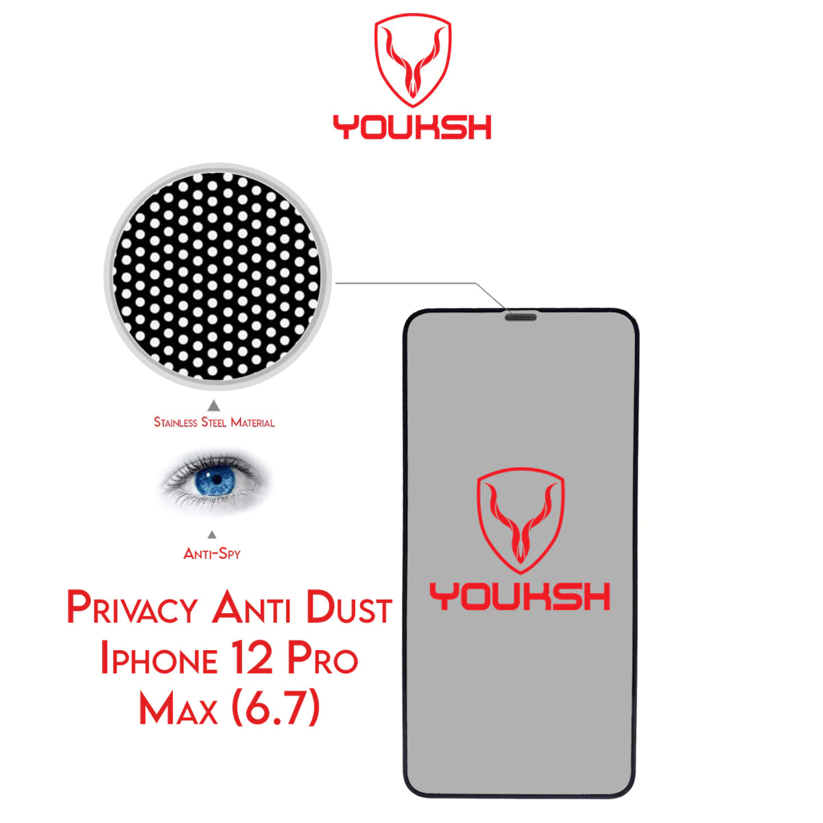 YOUKSH Apple iPhone 12 Pro Max Anti Static Glass Protector With YOUKSH Installation Kit