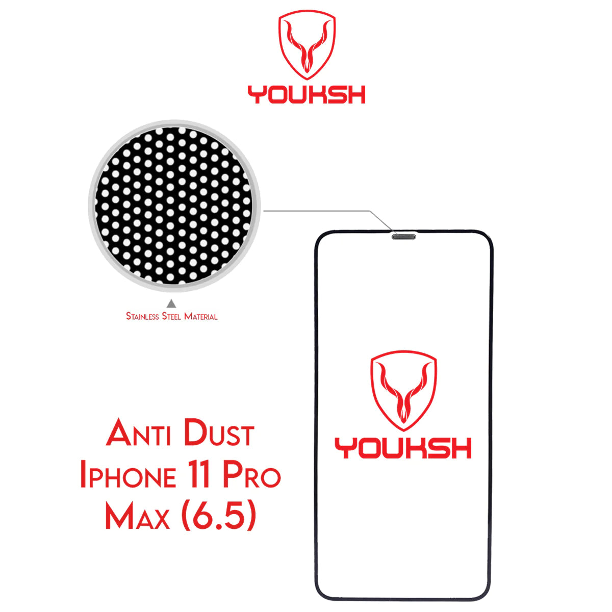 YOUKSH Apple iPhone 11 Pro Max Anti Static Glass Protector With YOUKSH Installation Kit