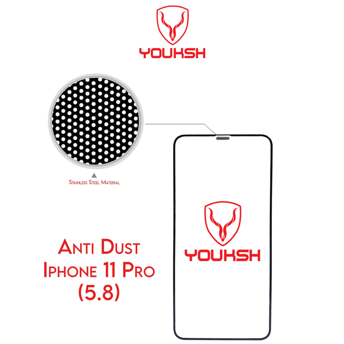 YOUKSH Apple iPhone 11 Pro Anti Static Glass Protector With YOUKSH Installation Kit