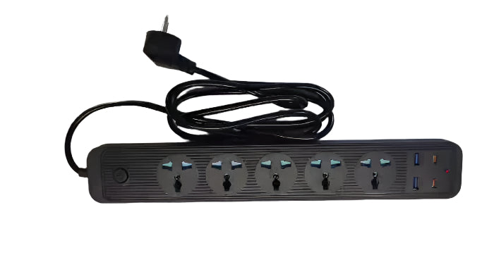 Speed-X 504PU Premium Portable Power Strip – 5 Sockets, 2 USB & 2 Type-C