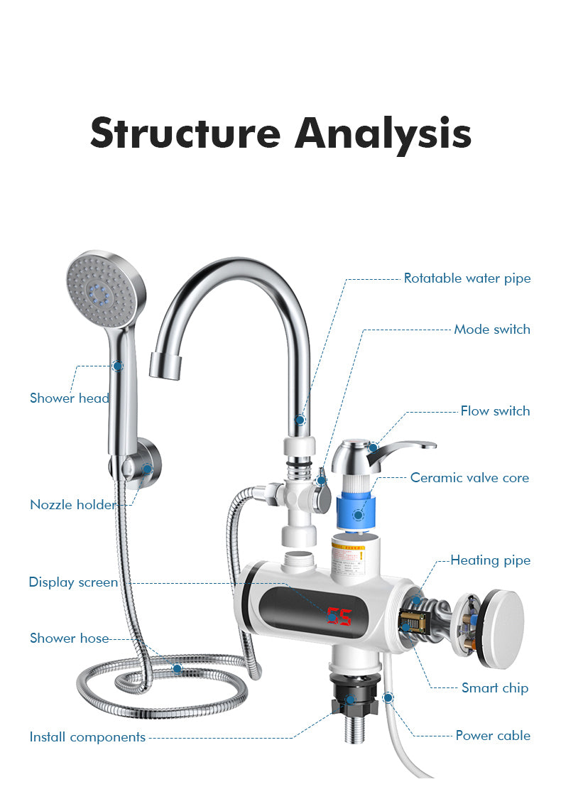 Instant Electric Water Heater Tap 3 Second Fast Heating