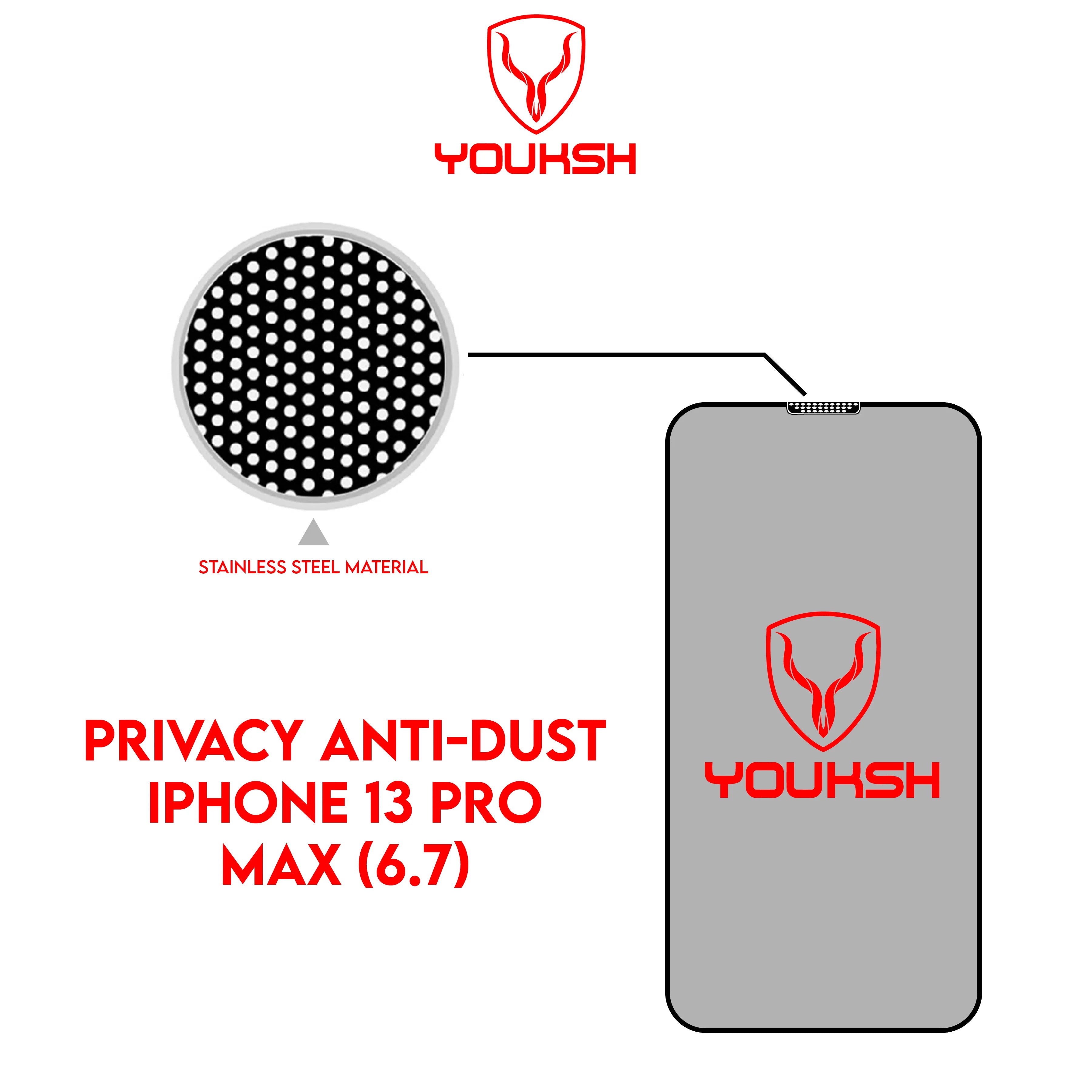 YOUKSH Apple iPhone 13 Pro Max Anti Static Glass Protector With YOUKSH Installation Kit