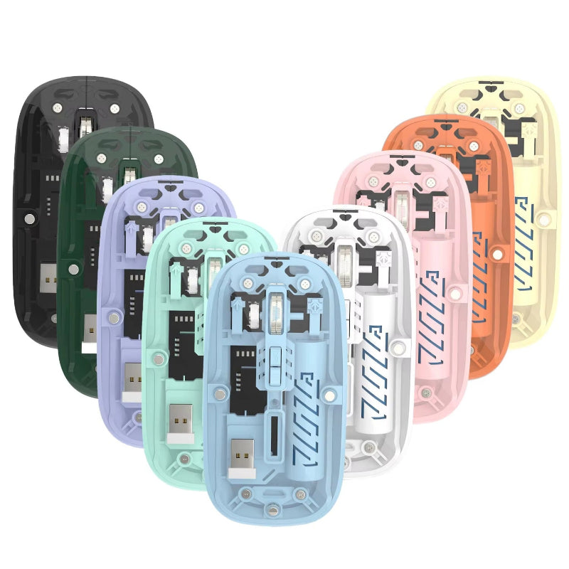 Transparent Wireless Mouse Dual Mode 2.4G + BT Rechargeable Noiseless Cordless