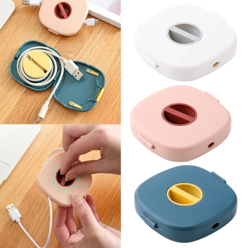 Wire Cable Rotatable Storage Box and Mobile Phone Holder Portable Round