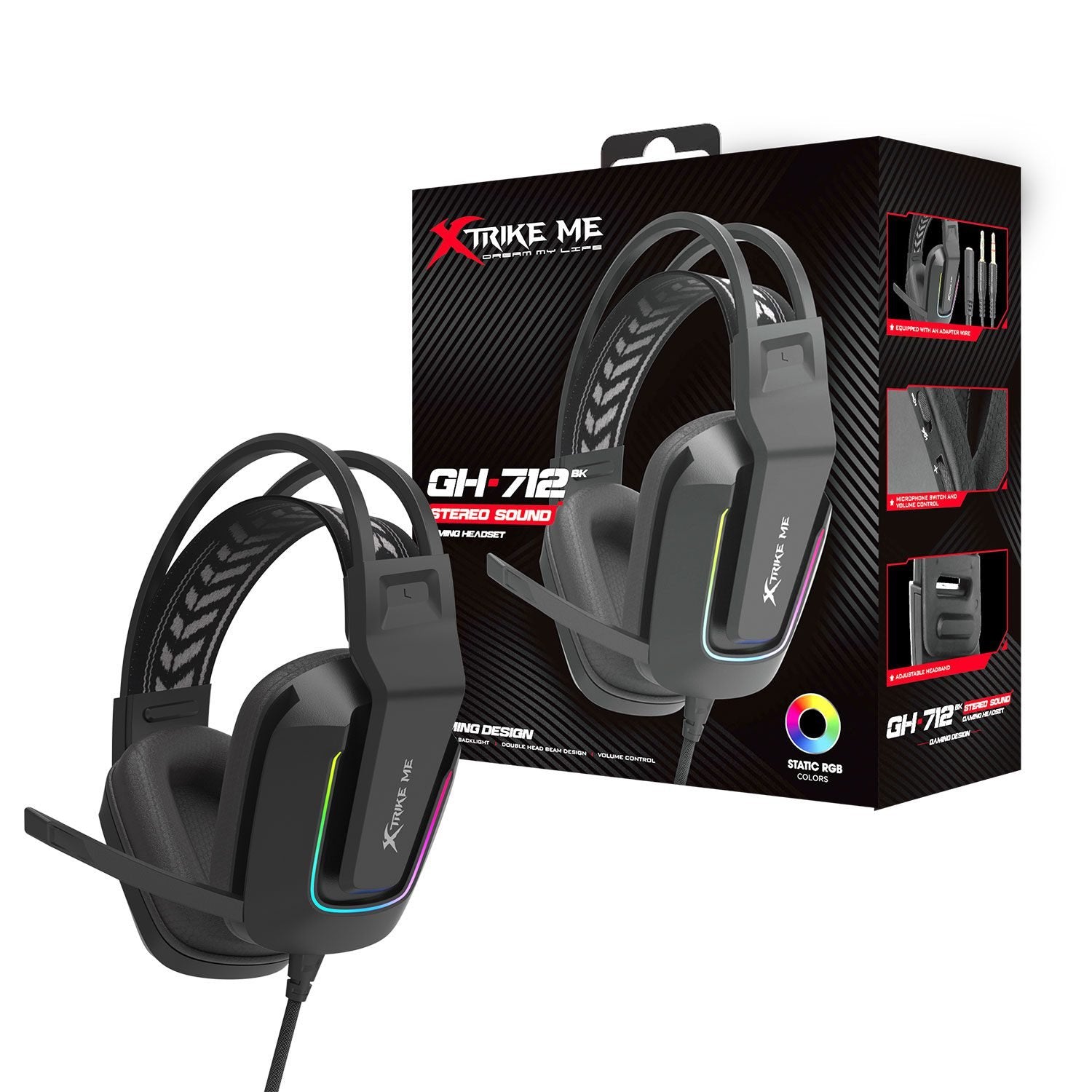 Xtrike-Me RGB Gaming Headset with Noise Reduction Microphone GH-712