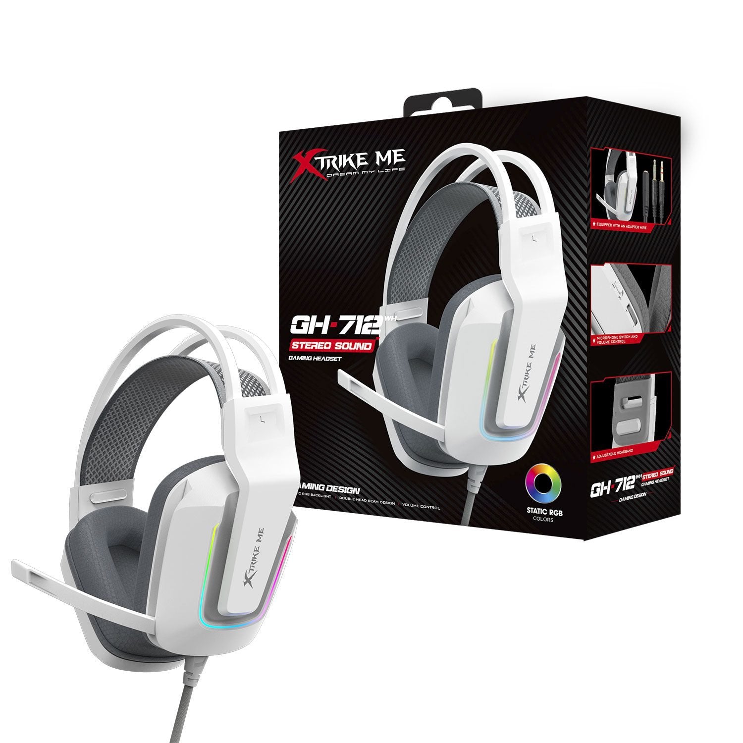 Xtrike-Me RGB Gaming Headset with Noise Reduction Microphone GH-712