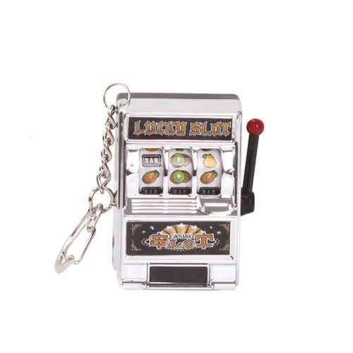 Mini Slot Machine Keychain with Lucky Charm