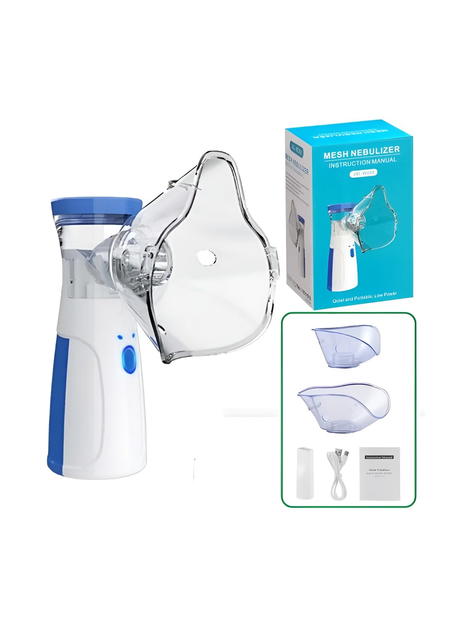 Portable Mesh Nebulizer Machine JSL-W302 with Masks & Mini Inhaler for Kids & Adults