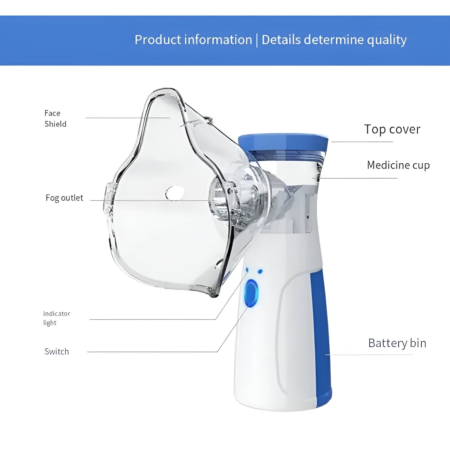 Portable Mesh Nebulizer Machine JSL-W302 with Masks & Mini Inhaler for Kids & Adults