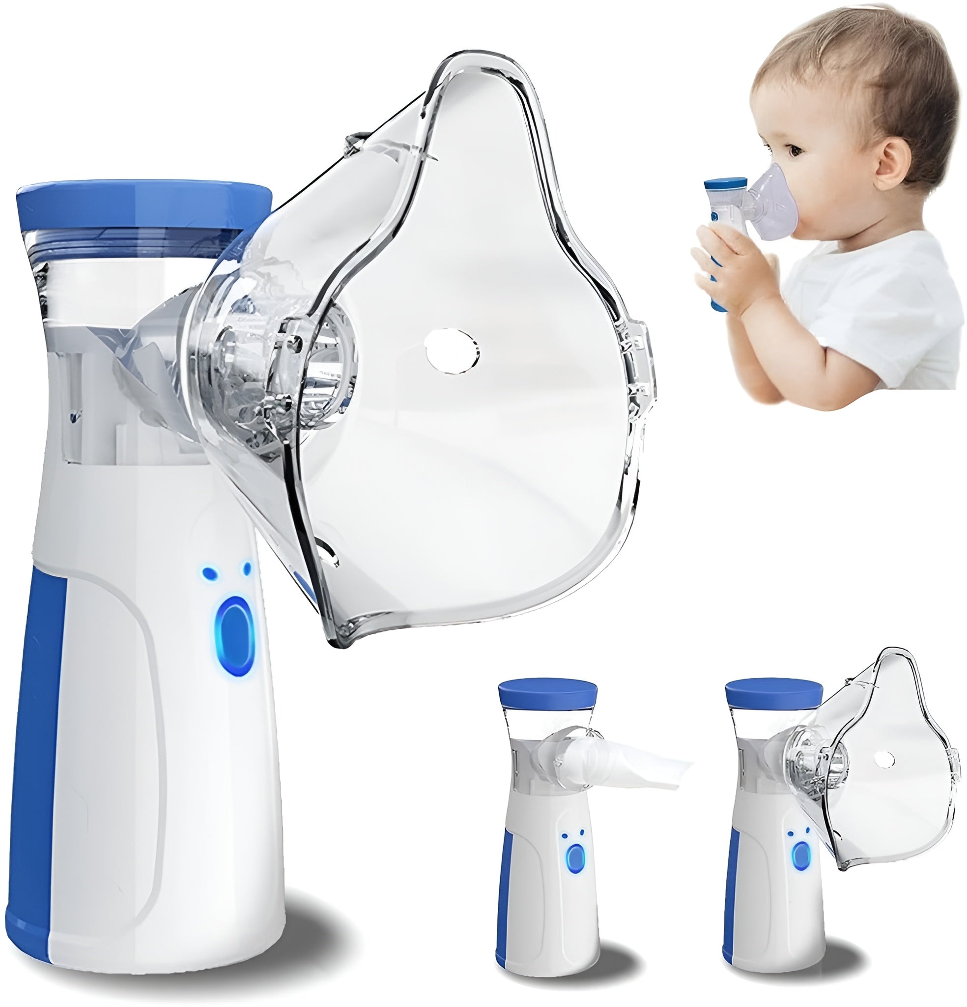 Portable Mesh Nebulizer Machine JSL-W302 with Masks & Mini Inhaler for Kids & Adults