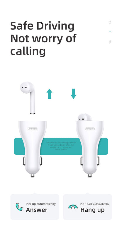 Joyroom JR-CP1 Car Charger with Bluetooth Earphone Touch Sensor On Earbud v5.0 - Saamaan.Pk