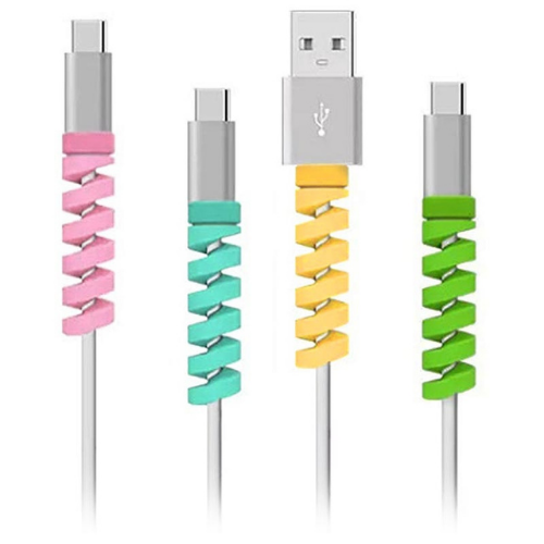 Pack of 4 Multi Colors Spiral Silicone Cable Protector