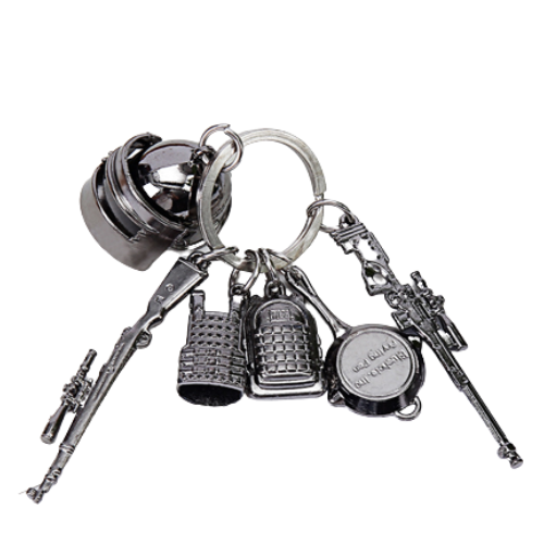 PUBG Keychain Game Frying Pan Helmet Backpack Armor 98k (Pack Of 6) Keyring Ring