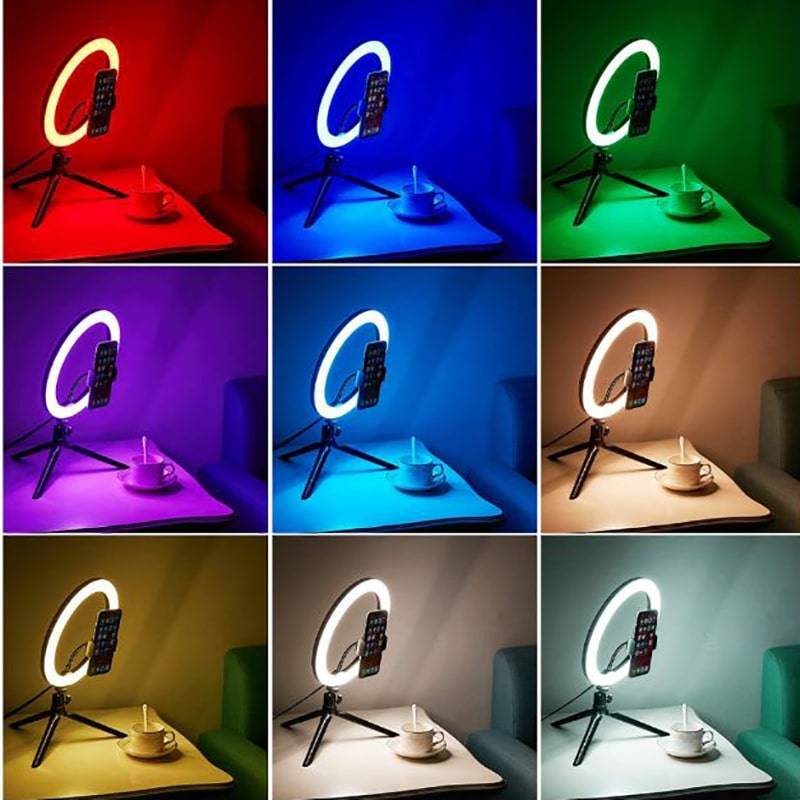 RGB LED SOFT RING LIGHT MJ26 26CM With Phone Holder Photography Fill Light Selfie Set