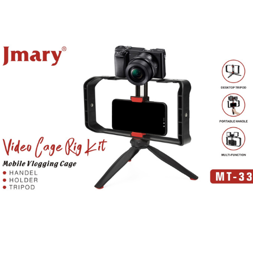 JMARY MT-33 TRIPOD KIT HANDEL PHONE HOLDER RIG CAGE STAND FOR SMARTPHONE / CAMERA / SAMSUNG / APPLE / XIAOMI / HUAWEI / OPPO / VIVO / REALME / ONEPLUS