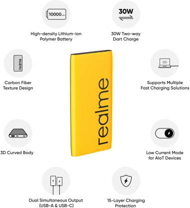 realme 30 W Two-way Dart Charge 10000mAh Power Bank with Official 6 Month Brand Warranty