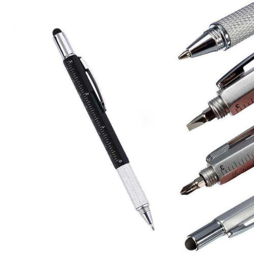 7 in 1 Multifunctional (Full Metal) Touch Screen Stylus Ballpoint Pen with Screwdriver Spirit Level Scale Ruler