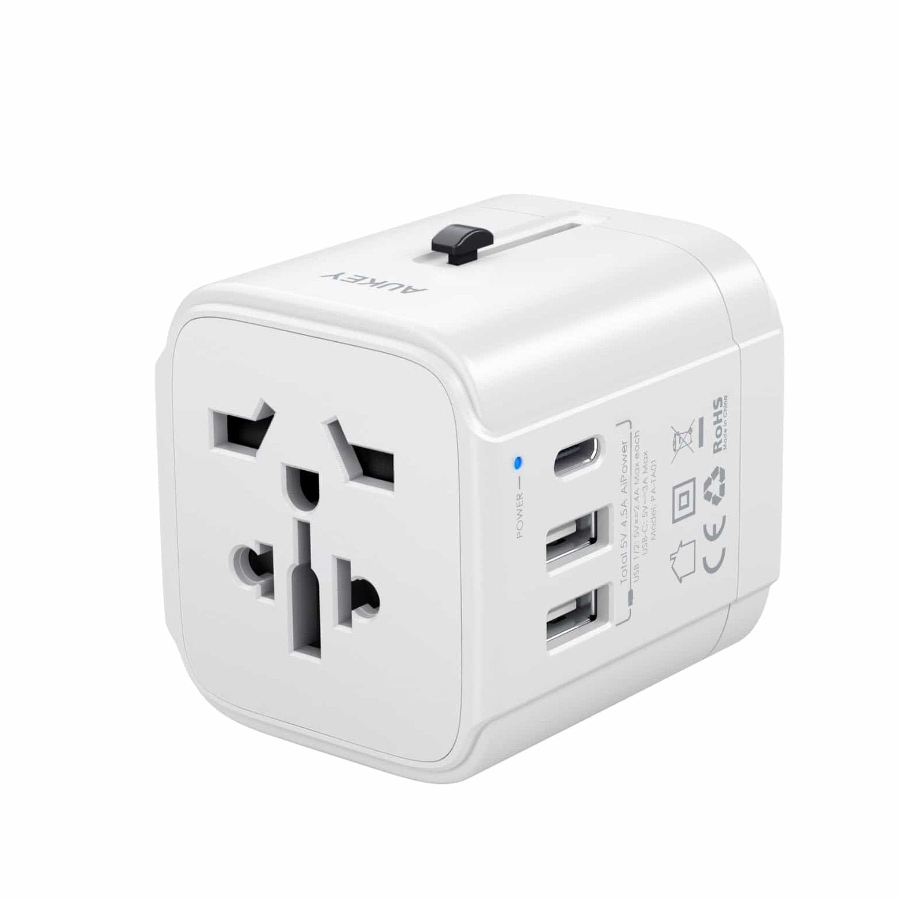 Aukey Universal Travel Adapter With USB-C and USB-A Ports Black (PA-TA01) - Saamaan.Pk
