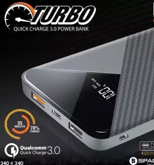 Space TURBO PD Technology 10000mAh Power Bank For Fast Charging iPhone X,XS,11- 6 Months Official Warranty - Saamaan.Pk