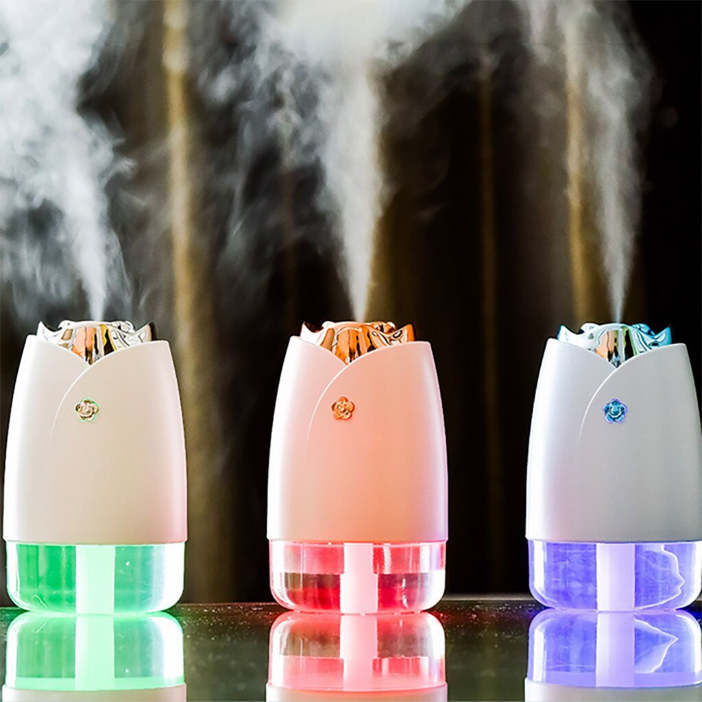Air Humidifier creative rose USB mini humidifier with colored lights - Saamaan.Pk