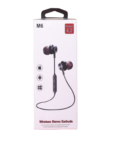 M6 Wireless 4.2 Bluetooth Headset Sport Handsfree Stereo Earphone